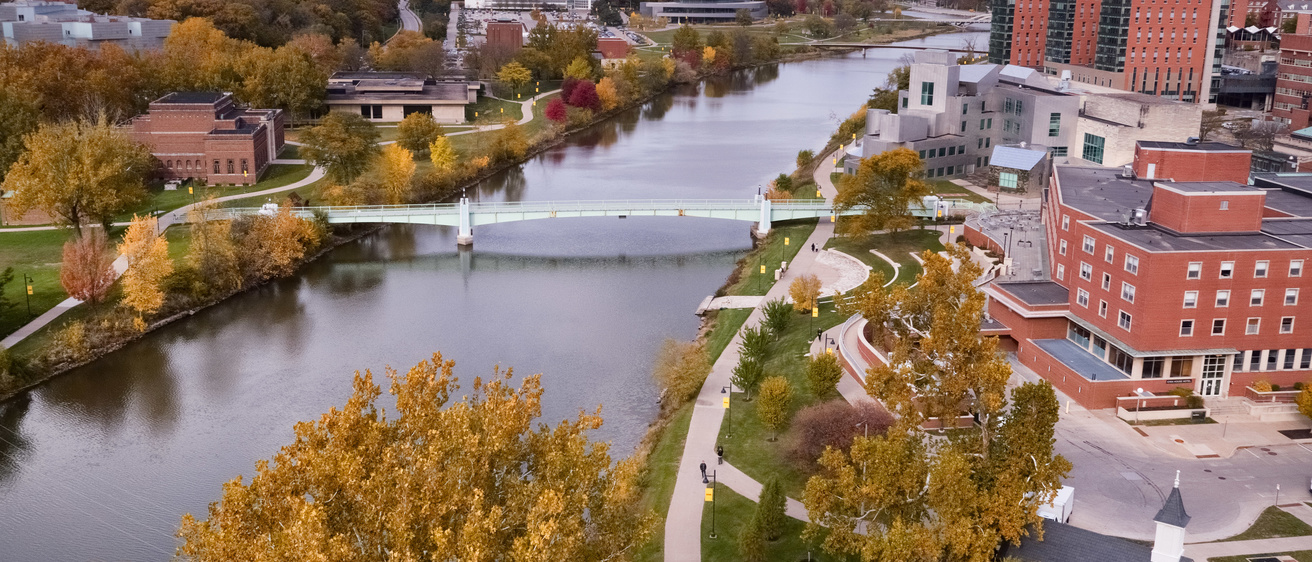 Campus and Iowa River Aerial View