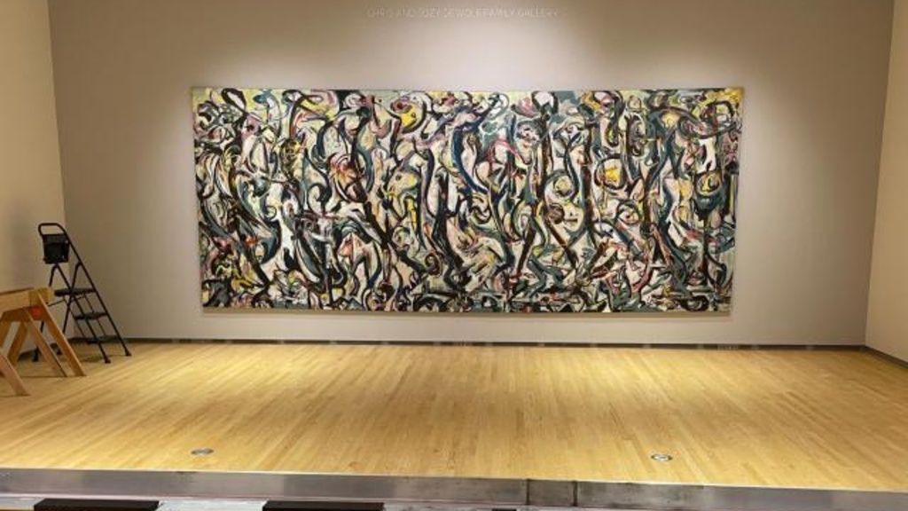 Jackson Pollock's "Mural" installed in the Stanley Museum of Art