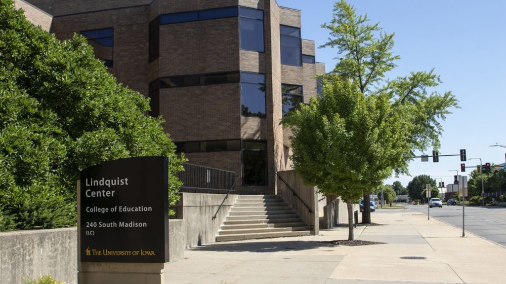 The exterior of the Lindquist Center photographed from the north in summer 2019