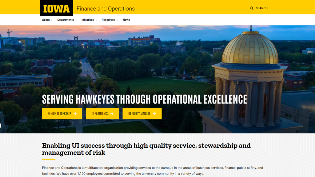 Screenshot of the new F&O website home page